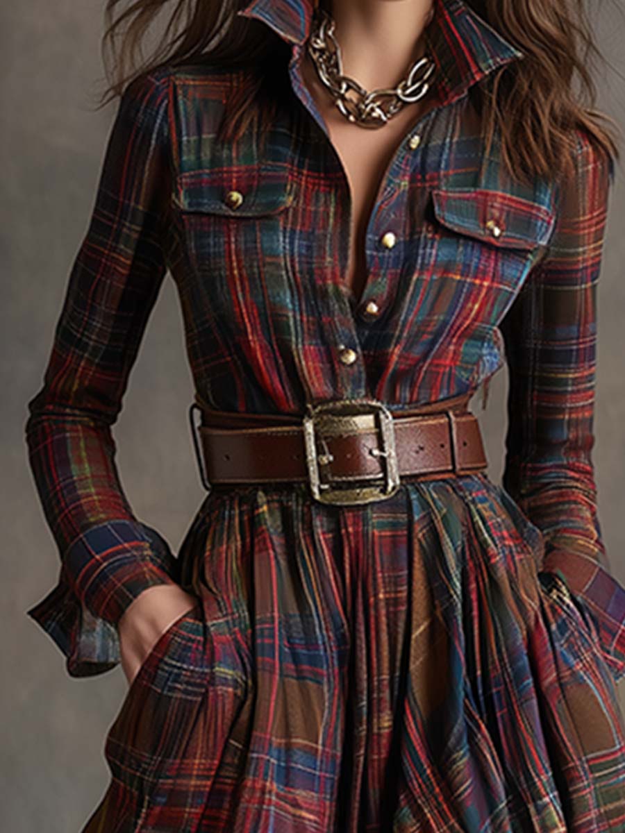 Janice | Timeless Plaid Long Sleeve Maxi Christmas Dress