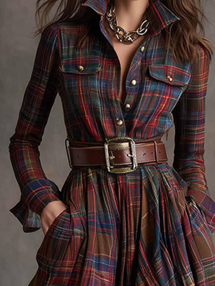 Janice | Timeless Plaid Long Sleeve Maxi Christmas Dress