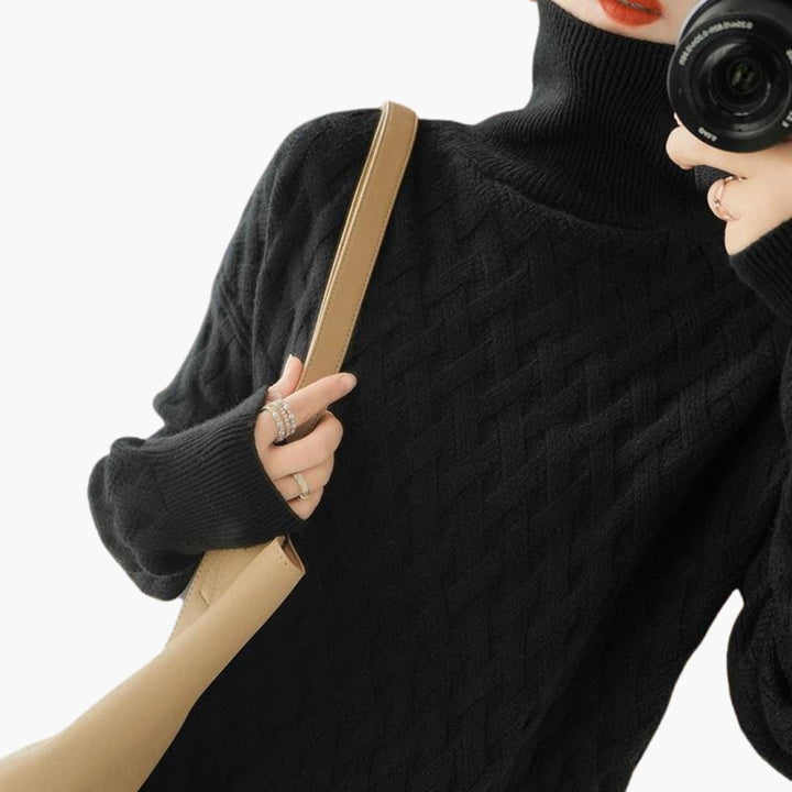 Jean | Effortless Oversized Cable Knit Turtleneck Sweater