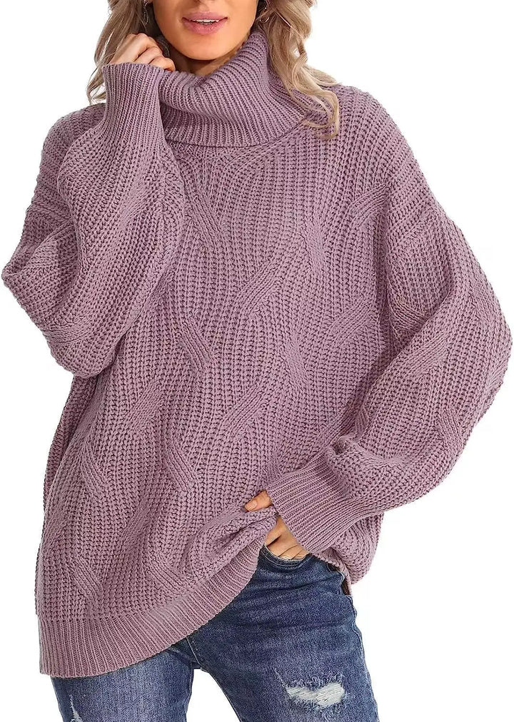 Jessica | Classic Oversized Turtleneck Chunky Cable Knit Sweater