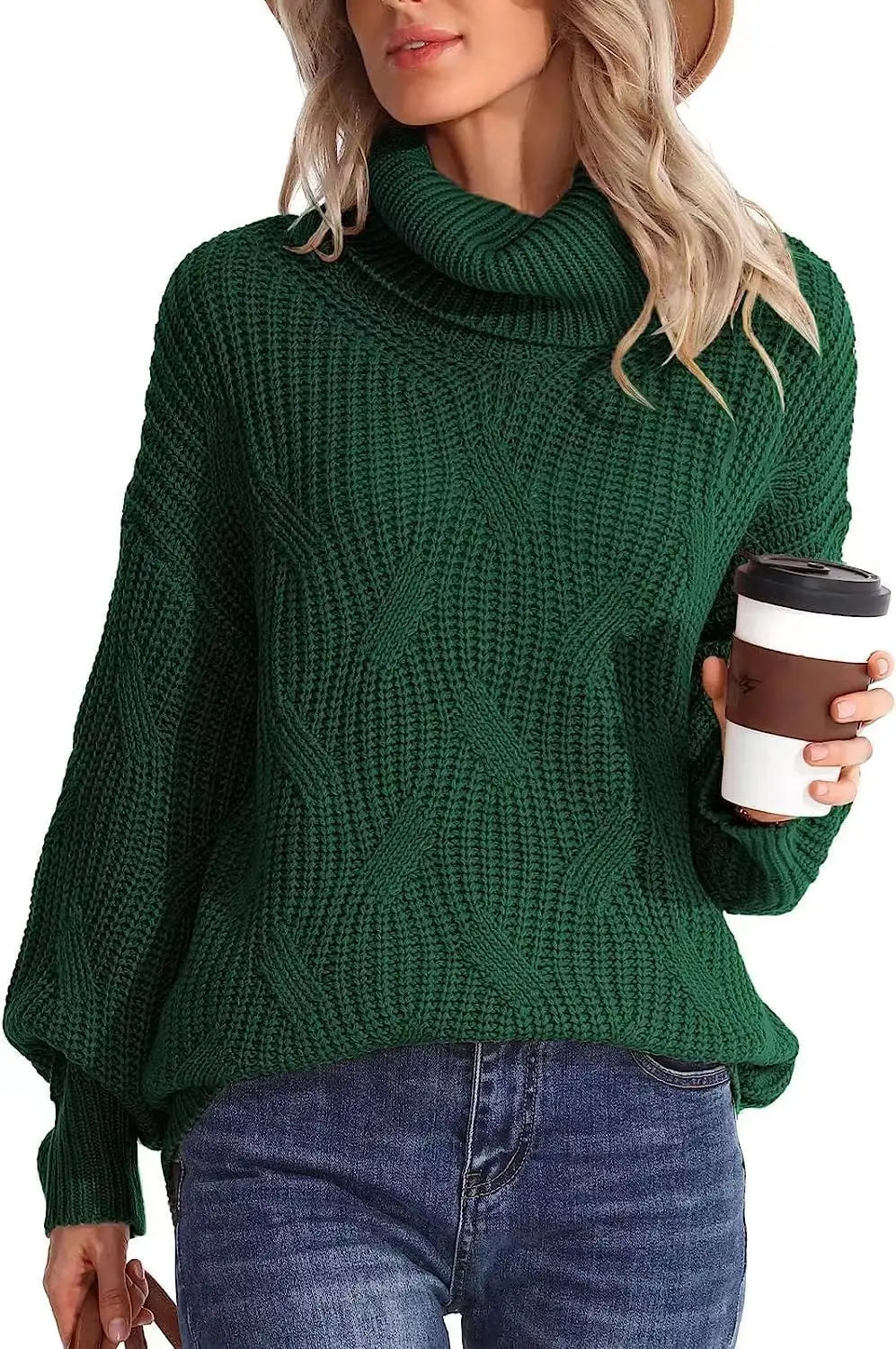 Jessica | Classic Oversized Turtleneck Chunky Cable Knit Sweater