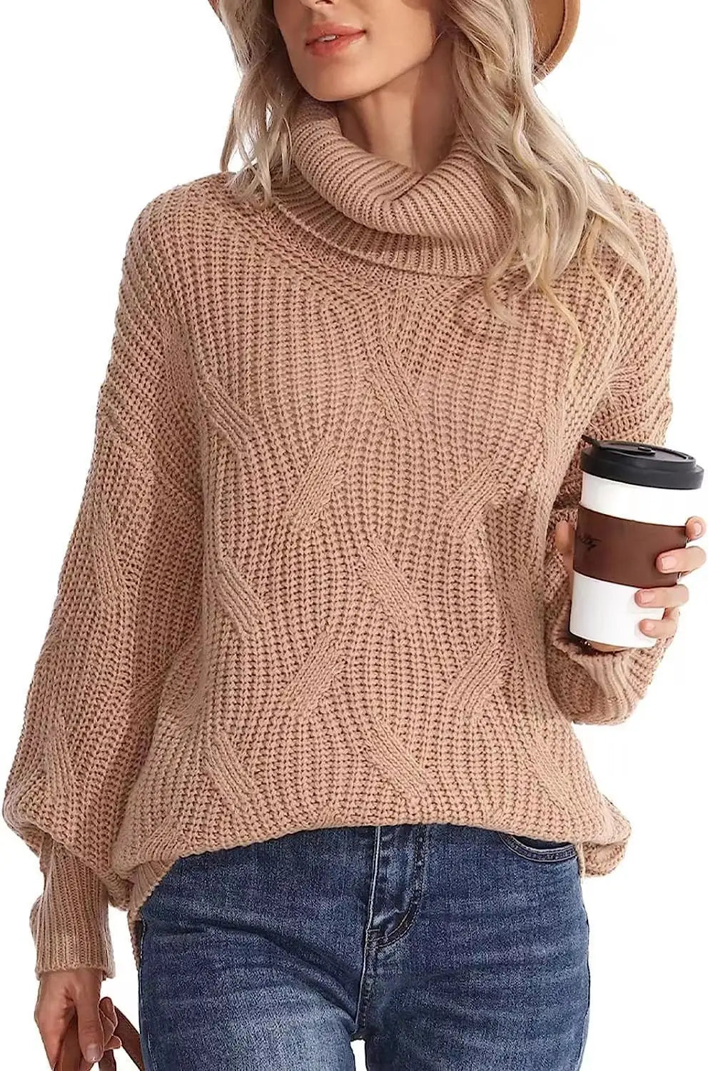 Jessica | Classic Oversized Turtleneck Chunky Cable Knit Sweater