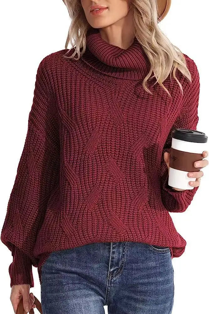Jessica | Classic Oversized Turtleneck Chunky Cable Knit Sweater