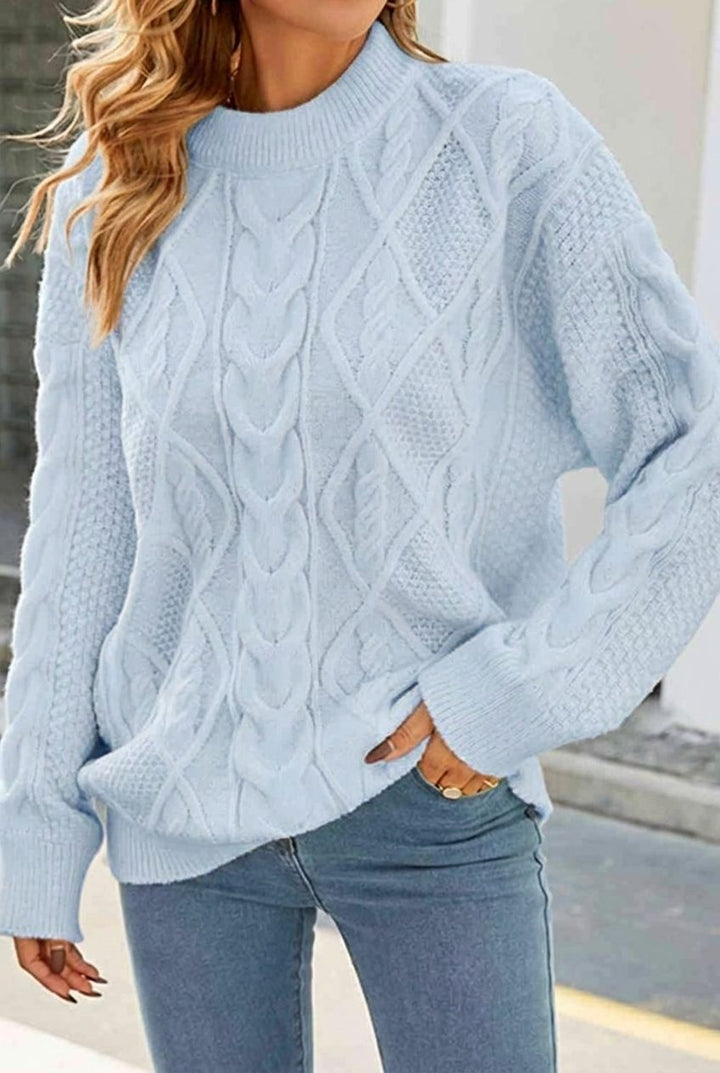 Joan | Oversized Crew Neck Chunky Cable Knit Sweater
