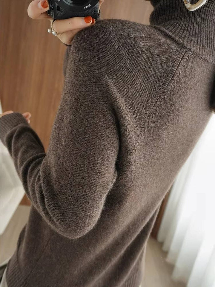 Joan | Sophisticated Ribbed Trim Long Sleeve Turtleneck Sweater