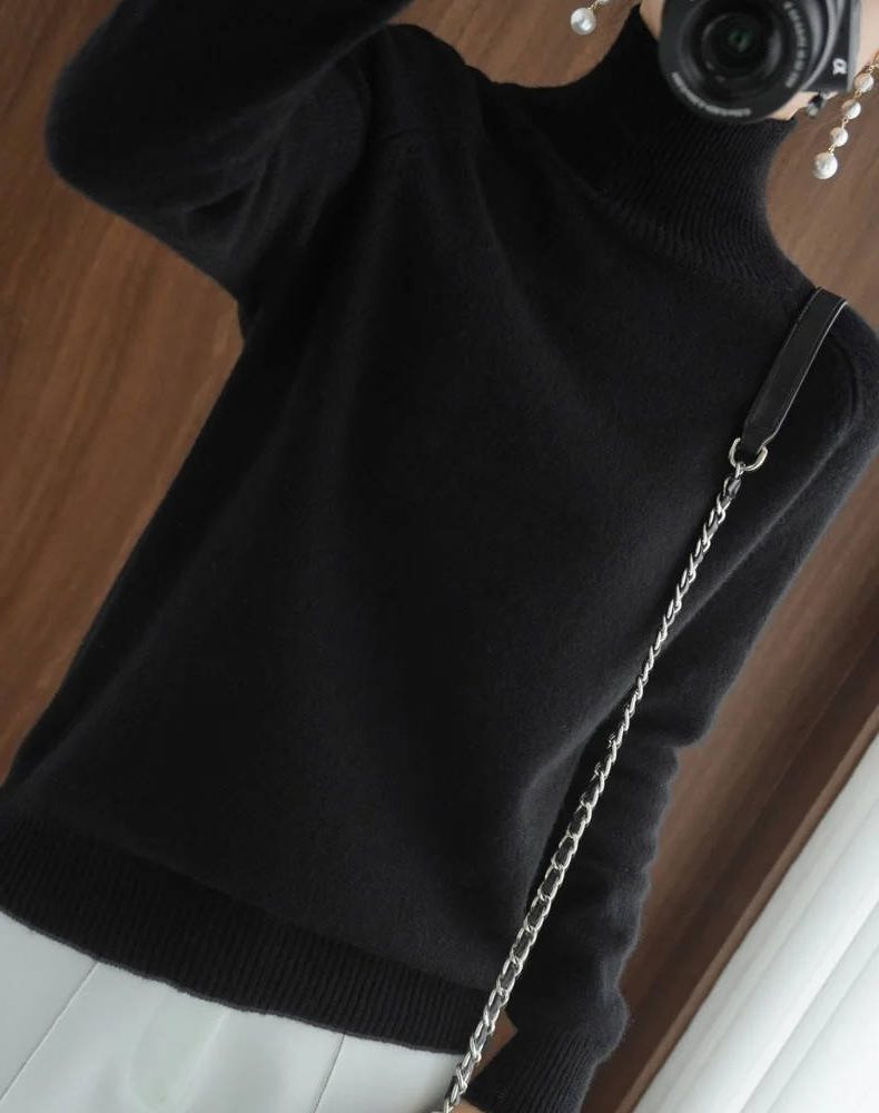 Joan | Sophisticated Ribbed Trim Long Sleeve Turtleneck Sweater