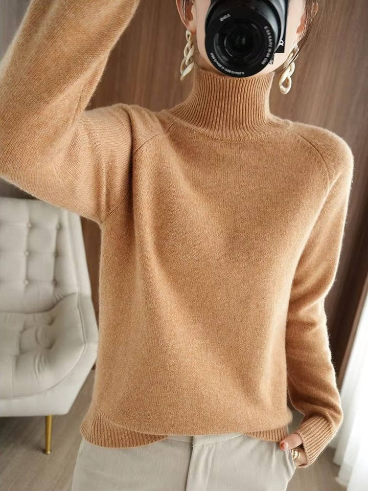 Joan | Sophisticated Ribbed Trim Long Sleeve Turtleneck Sweater