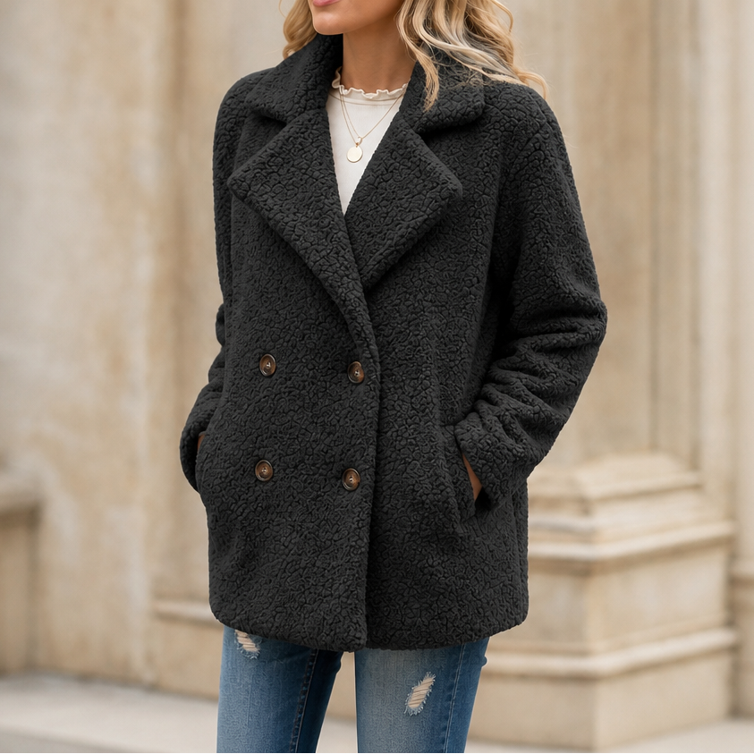 Joan | Timeless Double-Breasted Sherpa Jacket Women