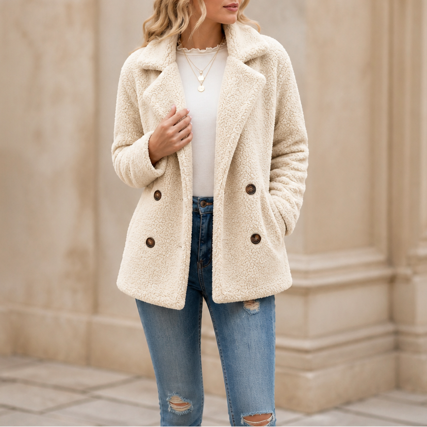 Joan | Timeless Double-Breasted Sherpa Jacket Women