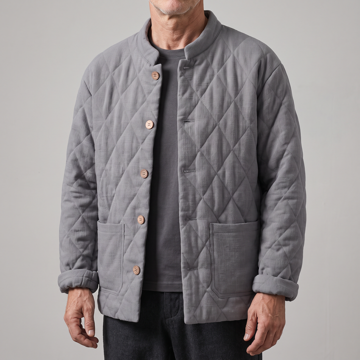 John | Refined Quilted Button-Front Mens Puffer Jacket
