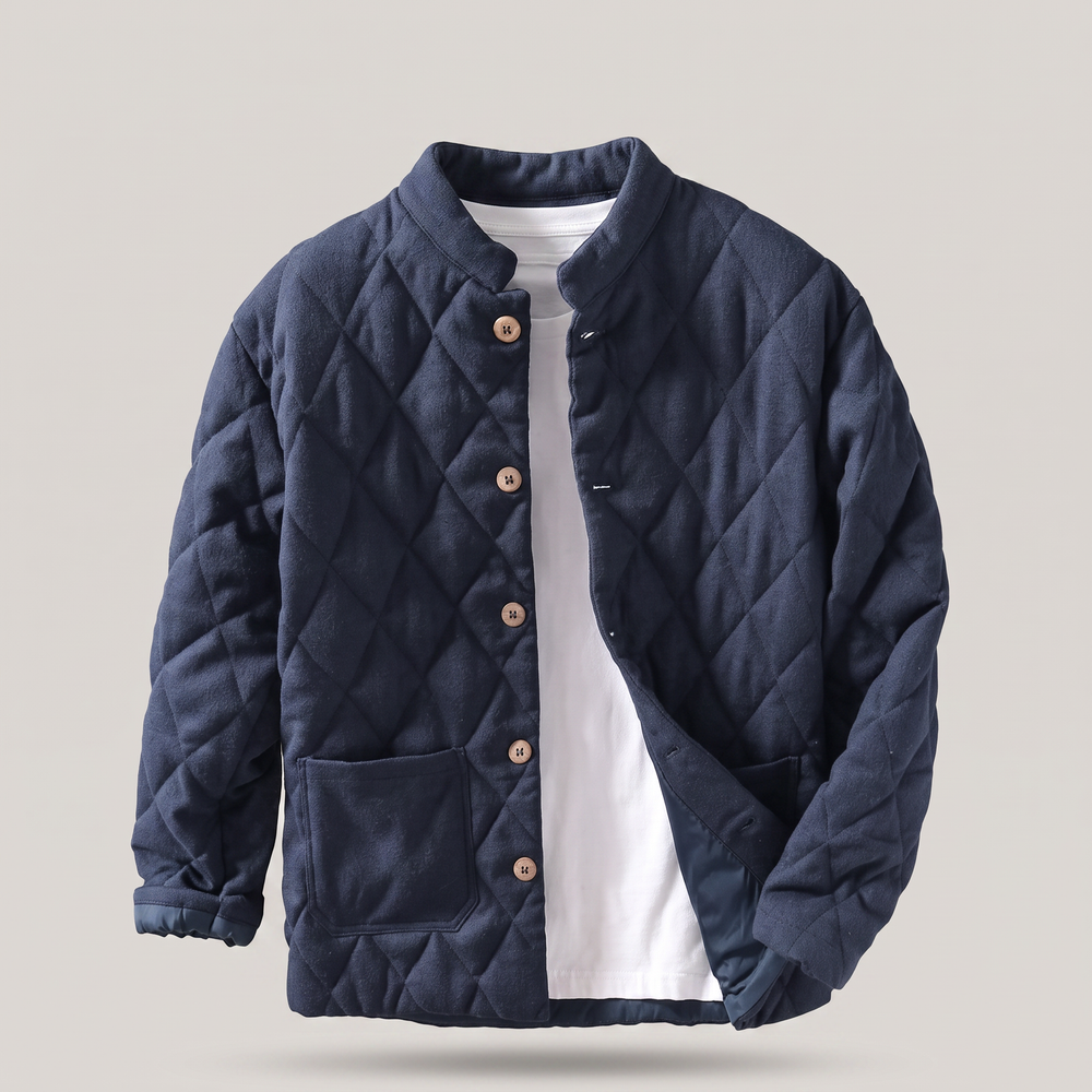 John | Refined Quilted Button-Front Mens Puffer Jacket