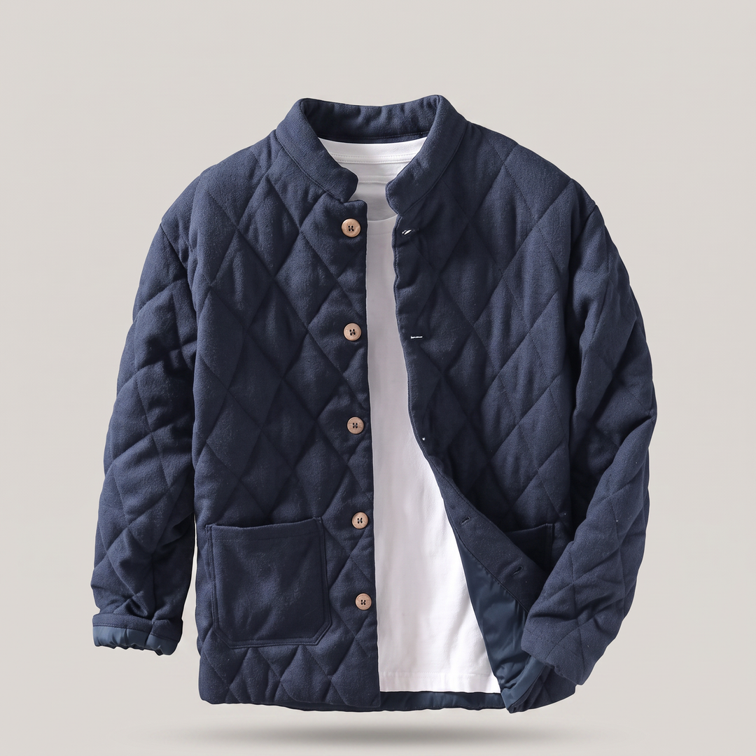 John | Refined Quilted Button-Front Mens Puffer Jacket