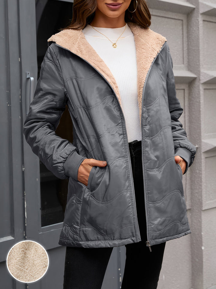 Joyce | Hooded Quilted Longline Sherpa Jacket Women