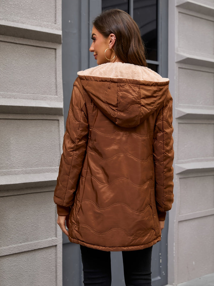 Joyce | Hooded Quilted Longline Sherpa Jacket Women