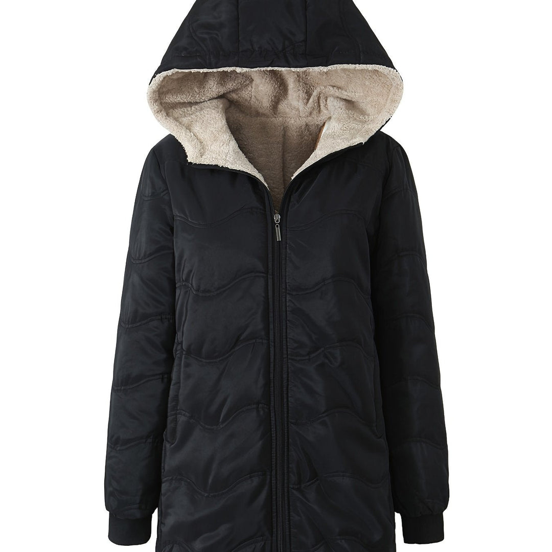 Joyce | Hooded Quilted Longline Sherpa Jacket Women