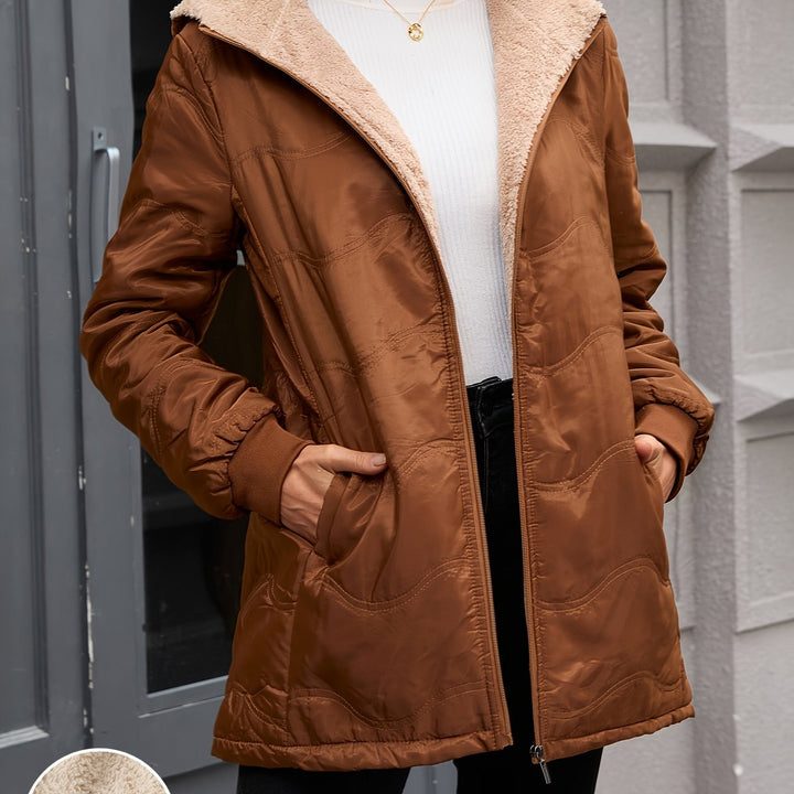 Joyce | Hooded Quilted Longline Sherpa Jacket Women