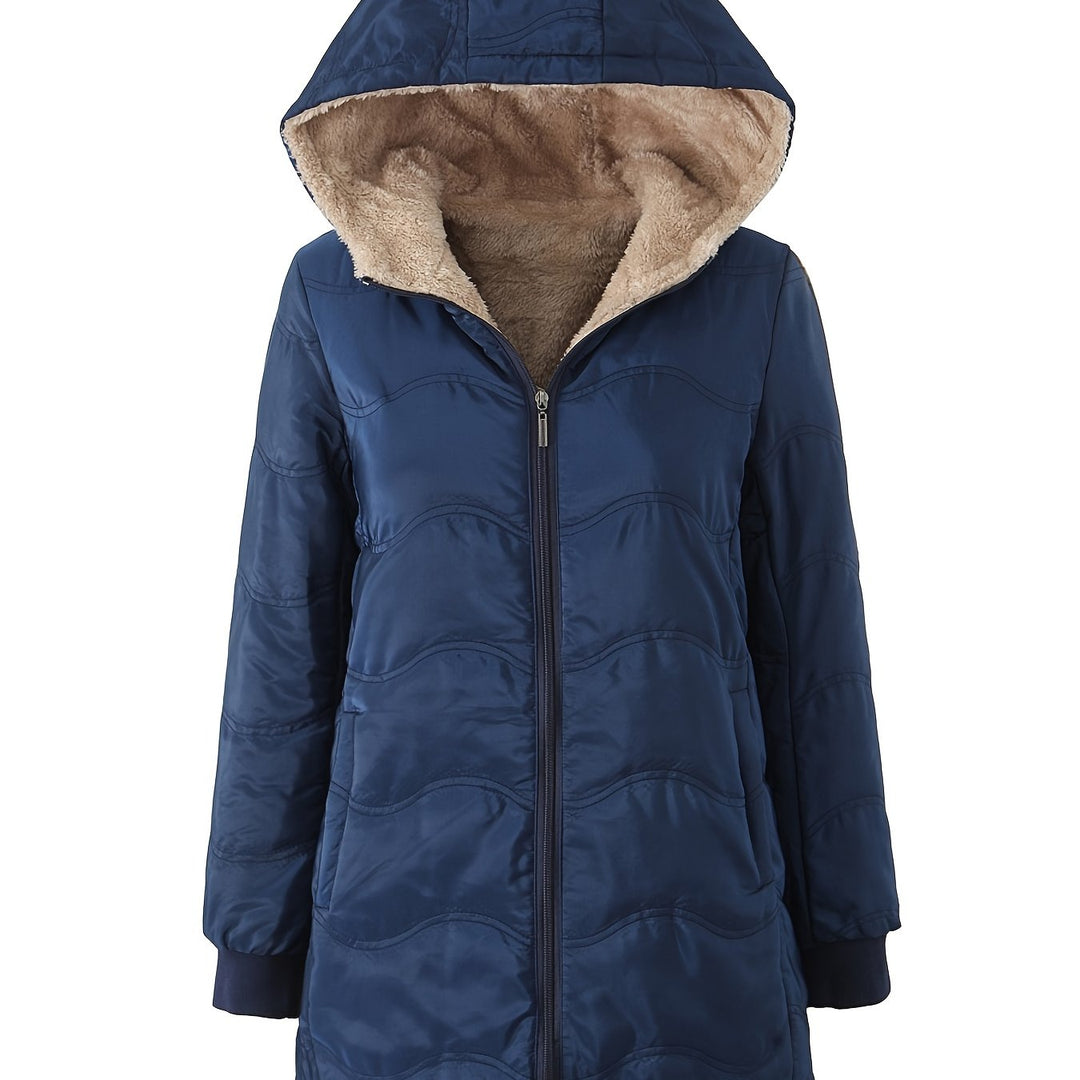 Joyce | Hooded Quilted Longline Sherpa Jacket Women