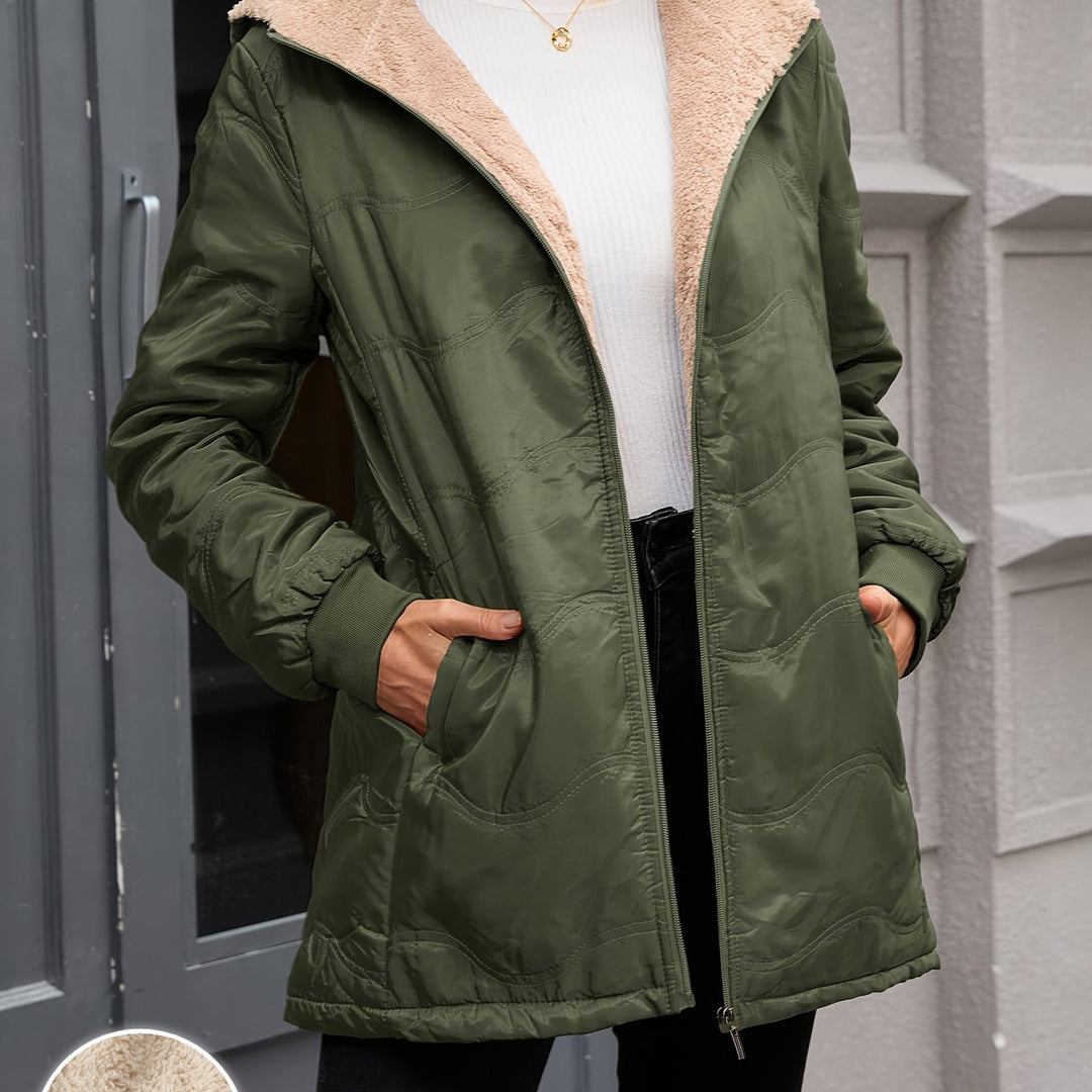 Joyce | Hooded Quilted Longline Sherpa Jacket Women