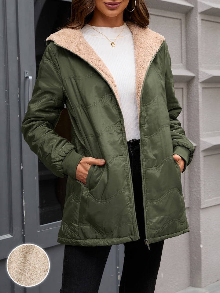 Joyce | Hooded Quilted Longline Sherpa Jacket Women