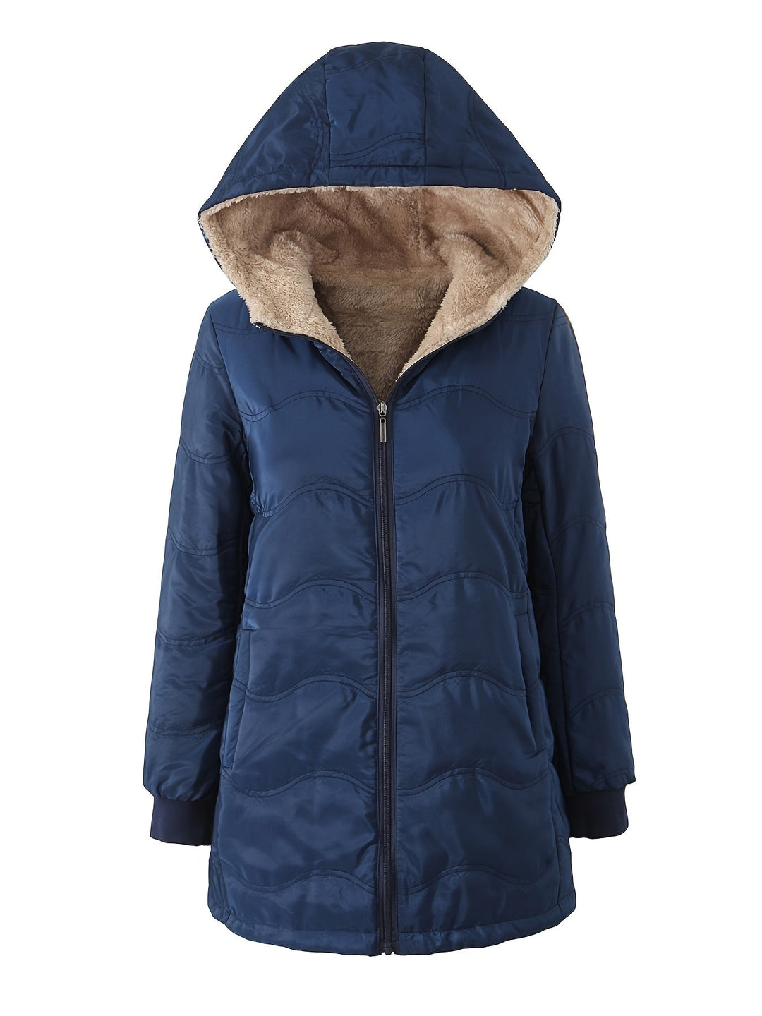 Joyce | Hooded Quilted Longline Sherpa Jacket Women