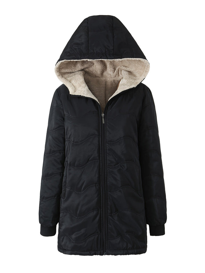 Joyce | Hooded Quilted Longline Sherpa Jacket Women