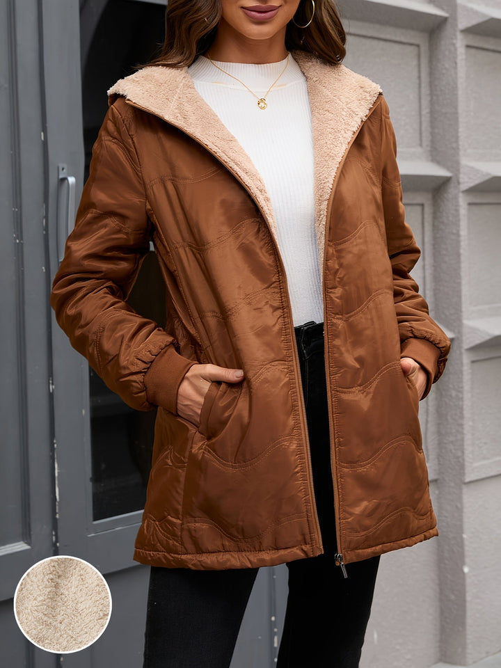 Joyce | Hooded Quilted Longline Sherpa Jacket Women