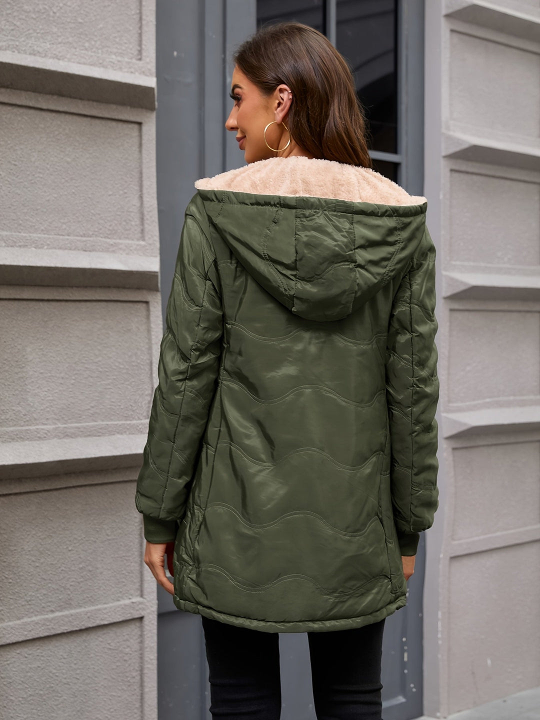 Joyce | Hooded Quilted Longline Sherpa Jacket Women