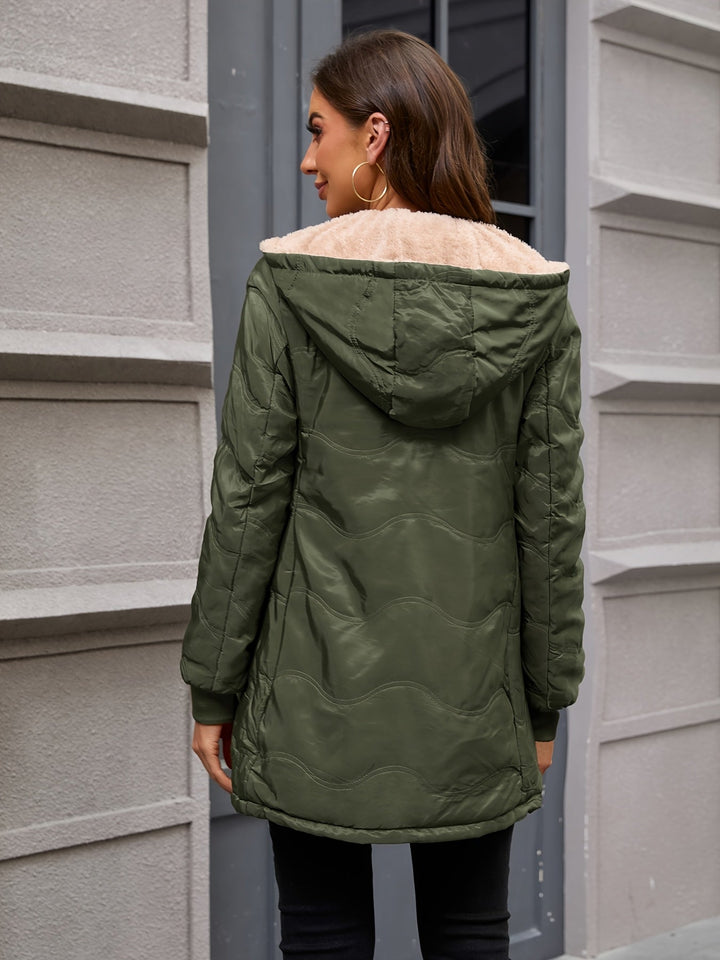 Joyce | Hooded Quilted Longline Sherpa Jacket Women