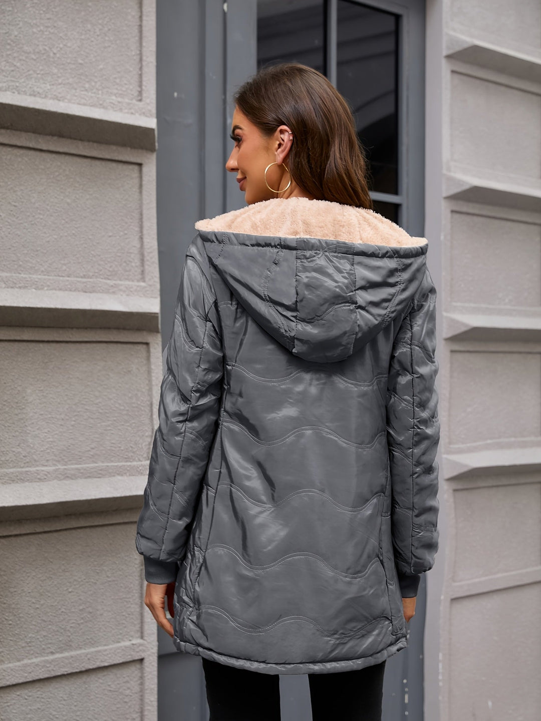Joyce | Hooded Quilted Longline Sherpa Jacket Women