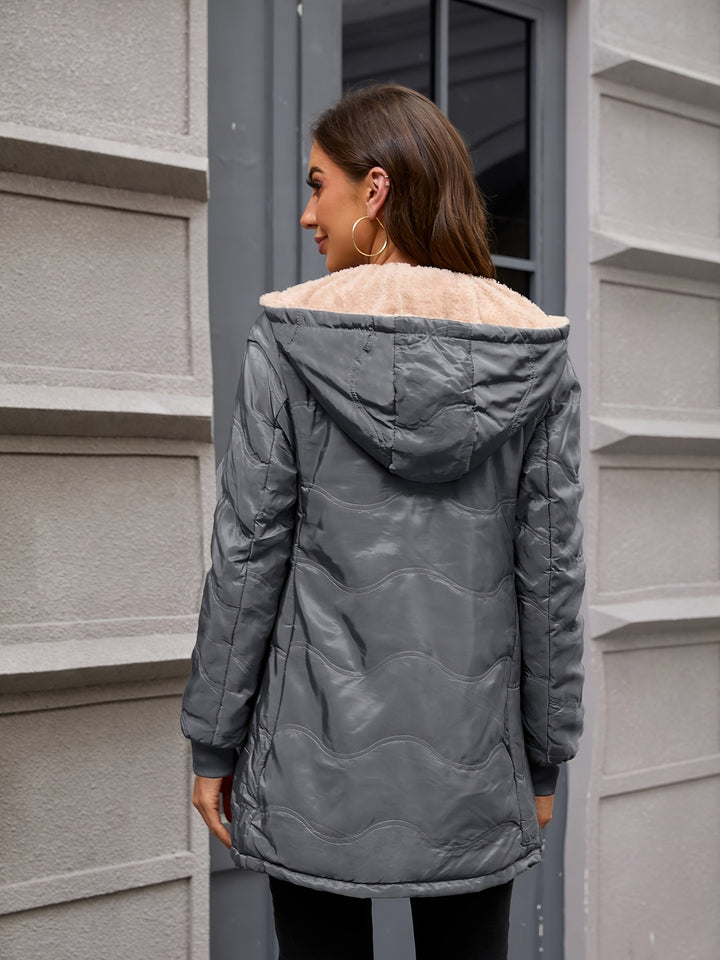 Joyce | Hooded Quilted Longline Sherpa Jacket Women