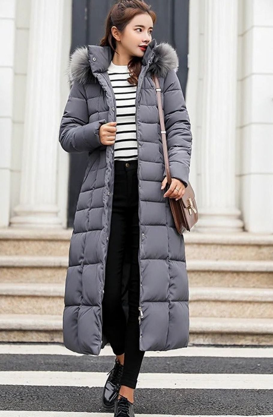 Joyce | Long Belted Hooded Winter Puffer Jacket Women