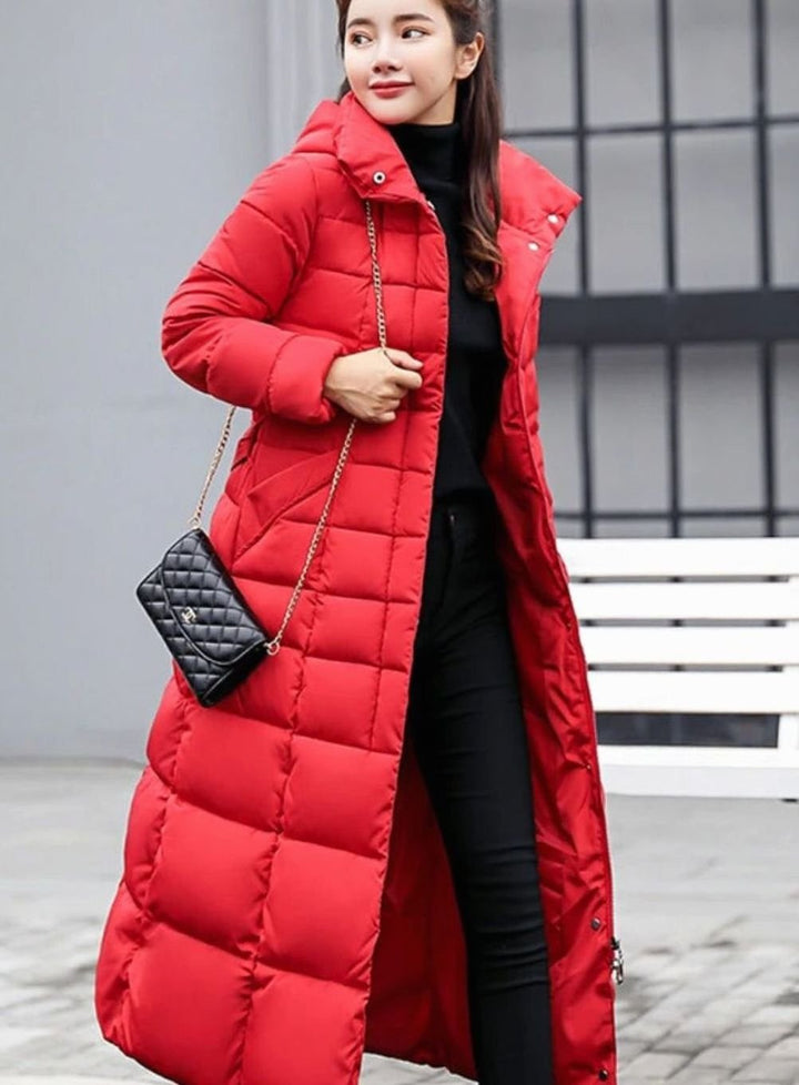 Joyce | Long Belted Hooded Winter Puffer Jacket Women
