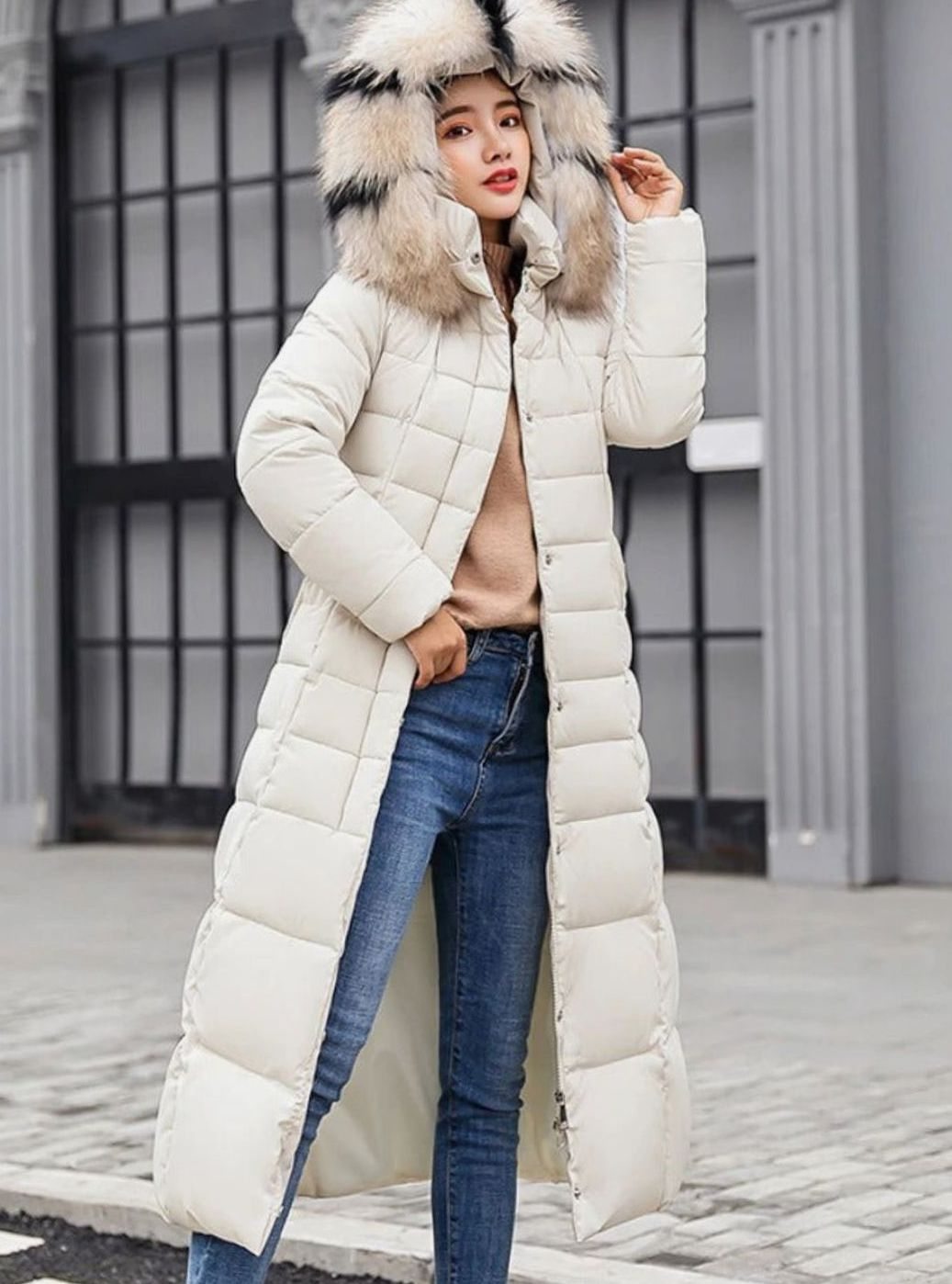 Joyce | Long Belted Hooded Winter Puffer Jacket Women
