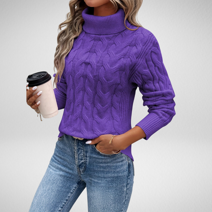 Judy | Chunky Cable Knit Sweater with Turtleneck