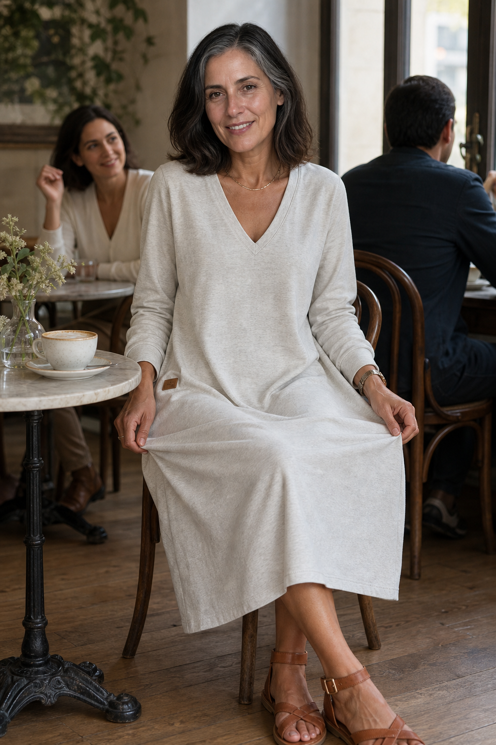 Judy | Relaxed V-Neck A-Line Midi Sweater Dress