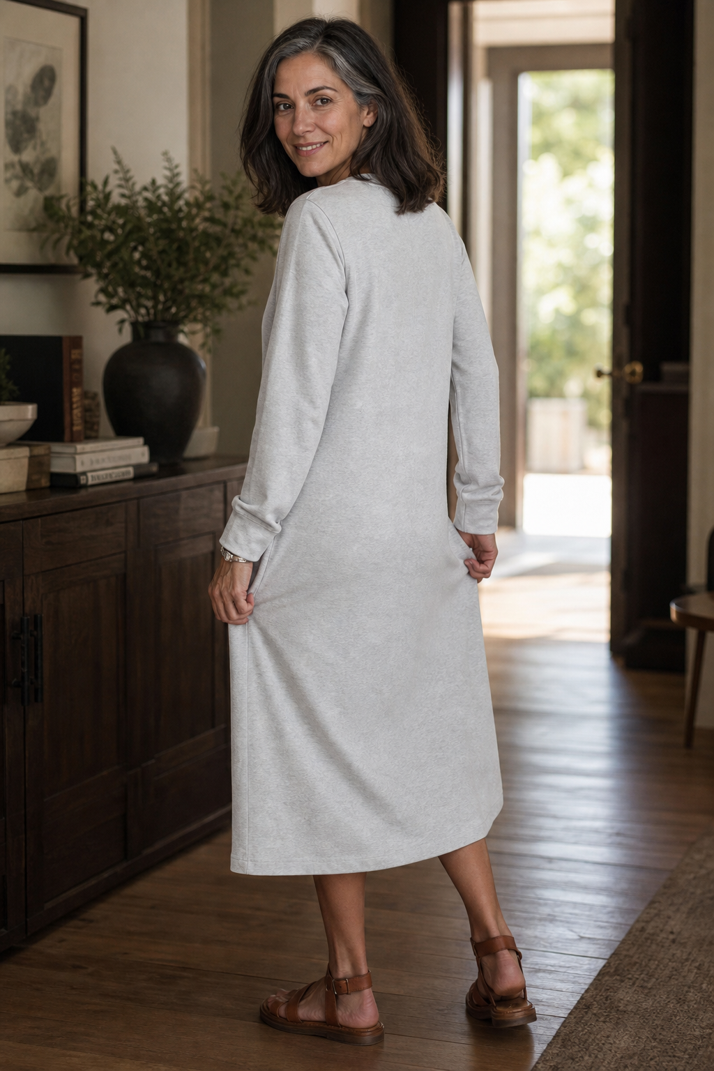 Judy | Relaxed V-Neck A-Line Midi Sweater Dress