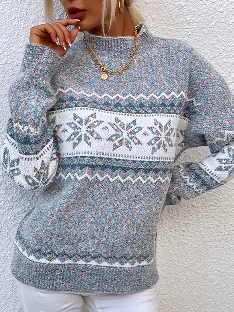 Katherine | Classic Fair Isle Mock Neck Christmas Sweater Women