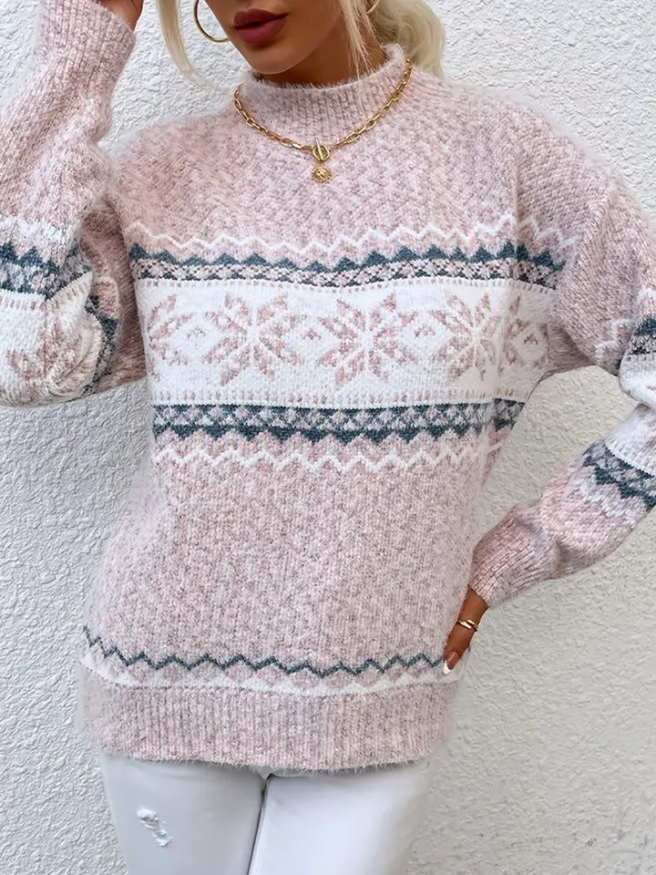 Katherine | Classic Fair Isle Mock Neck Christmas Sweater Women
