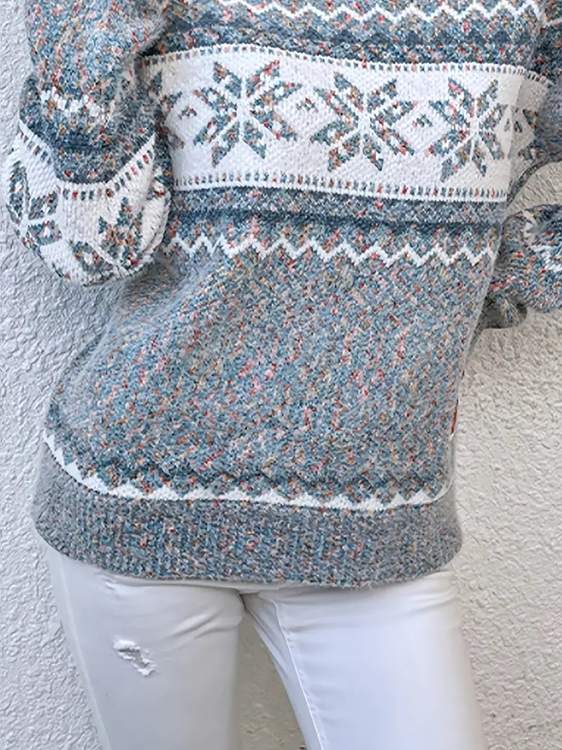 Katherine | Classic Fair Isle Mock Neck Christmas Sweater Women