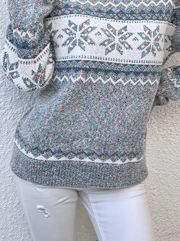 Katherine | Classic Fair Isle Mock Neck Christmas Sweater Women