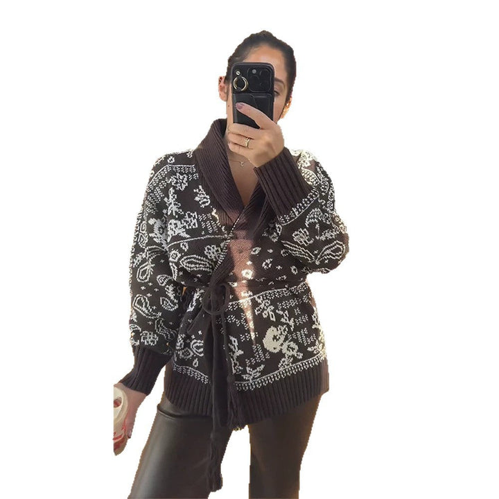Katherine | Elegant Belted Fair Isle Cardigan Womens