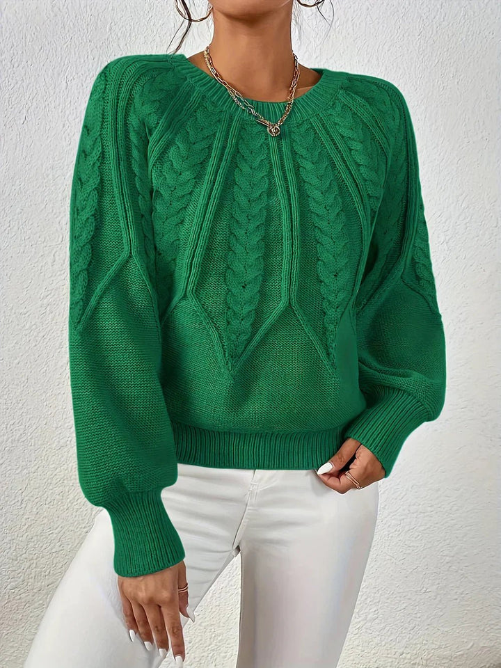 Katherine | Polished Balloon Sleeve Chunky Cable Knit Sweater