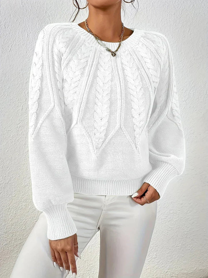Katherine | Polished Balloon Sleeve Chunky Cable Knit Sweater