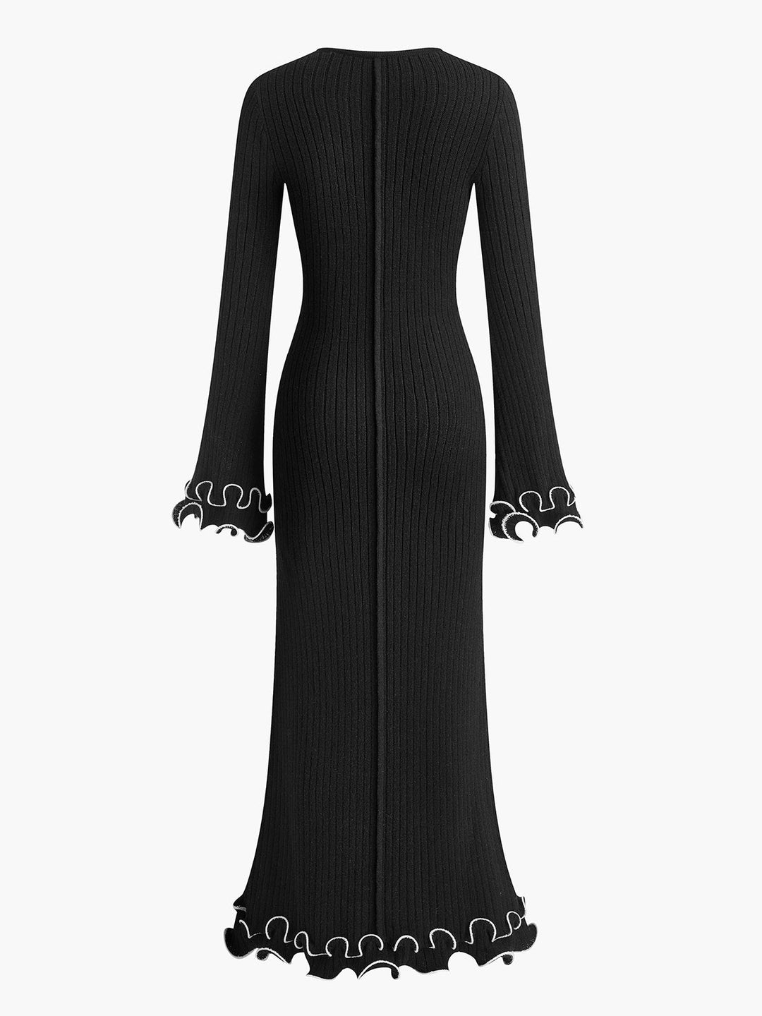 Kathleen | Cozy Ribbed Ruffle Long Sleeve Maxi Sweater Dress