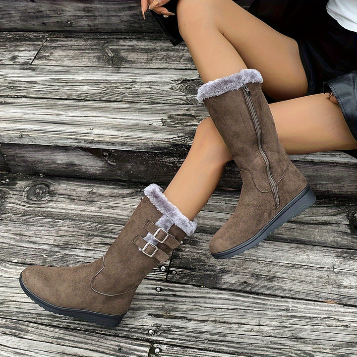 Kathleen | Cozy Tall Buckle Snow Boots Women