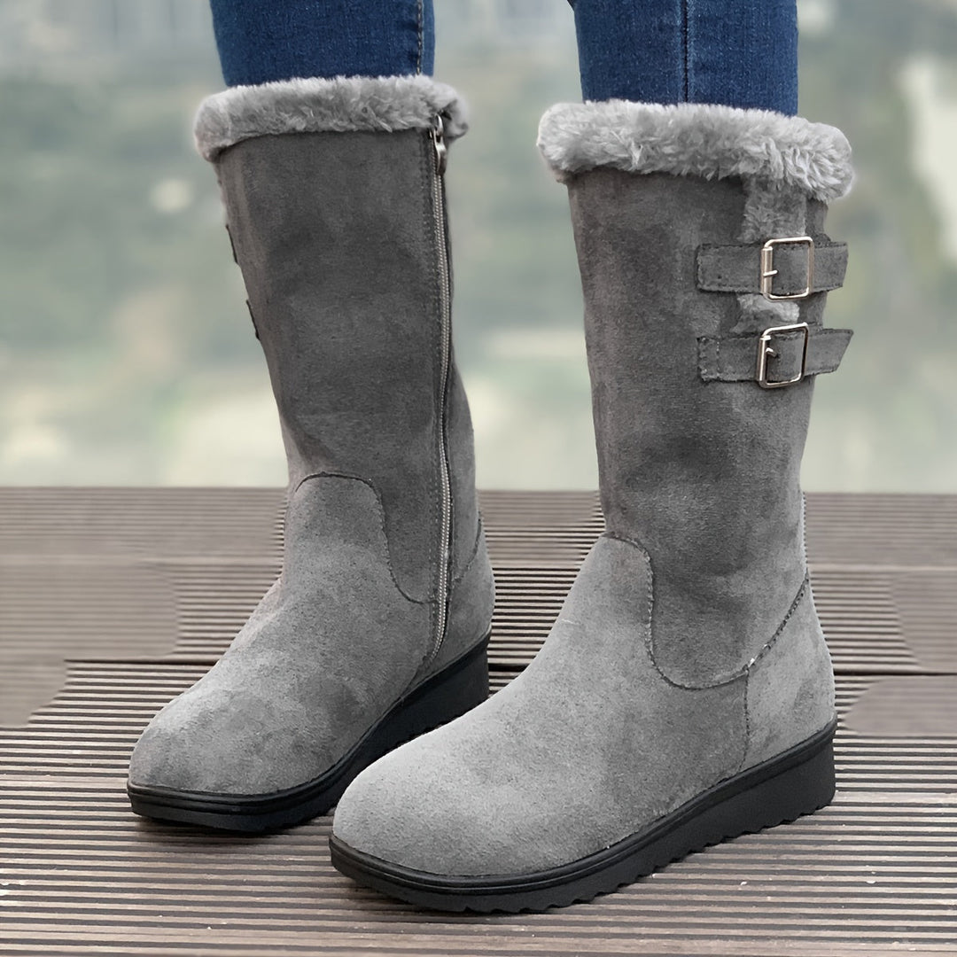 Kathleen | Cozy Tall Buckle Snow Boots Women