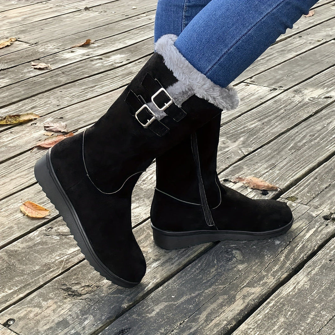 Kathleen | Cozy Tall Buckle Snow Boots Women