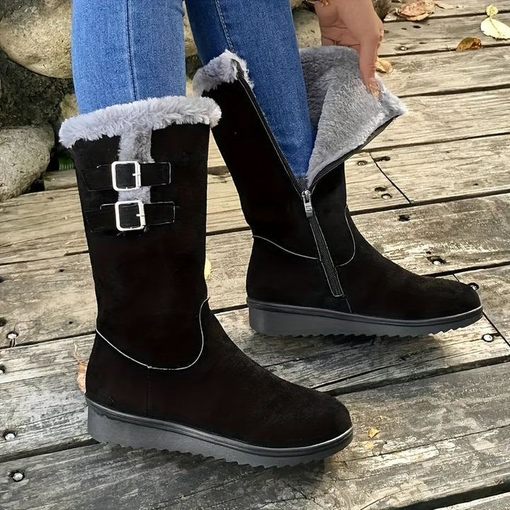 Kathleen | Cozy Tall Buckle Snow Boots Women