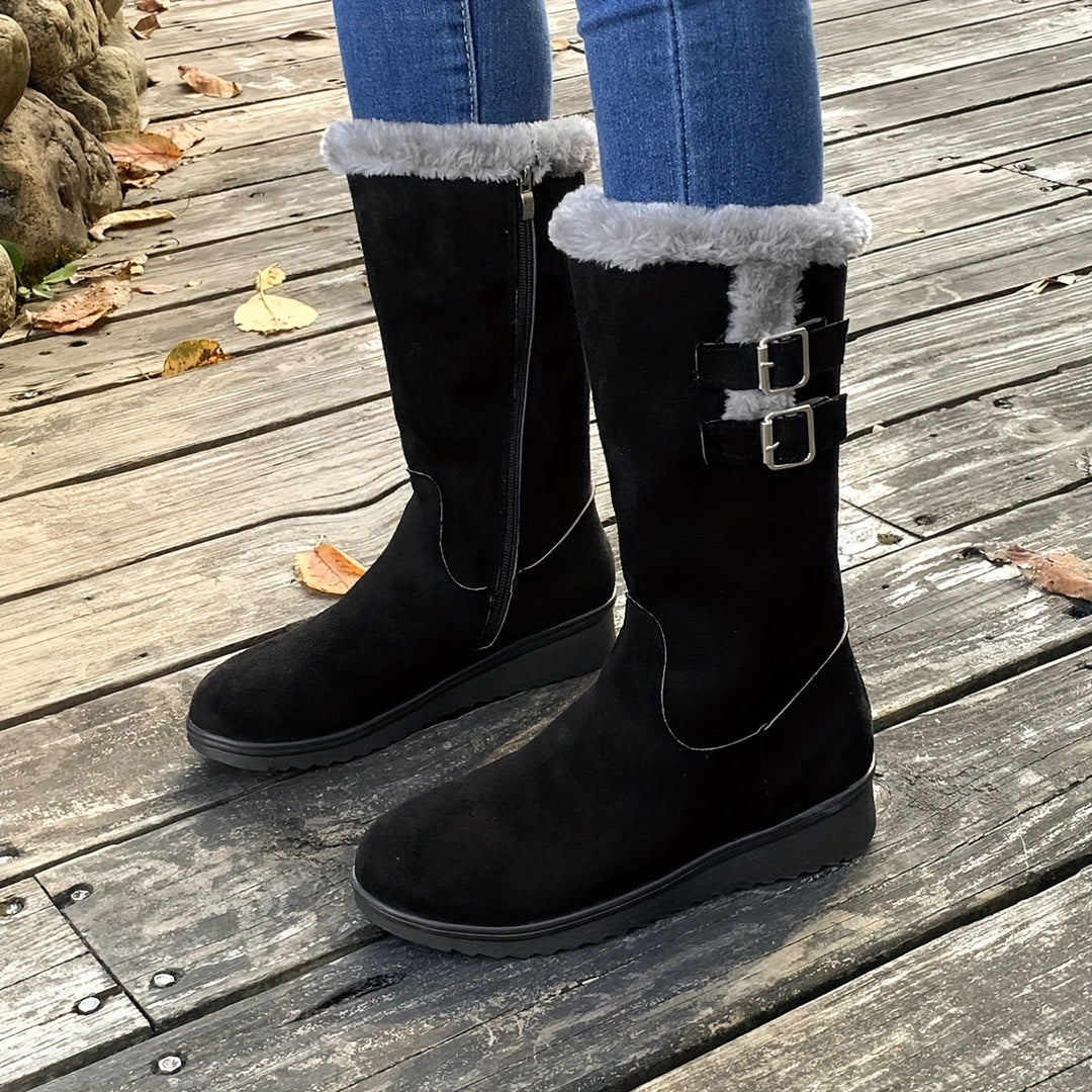 Kathleen | Cozy Tall Buckle Snow Boots Women