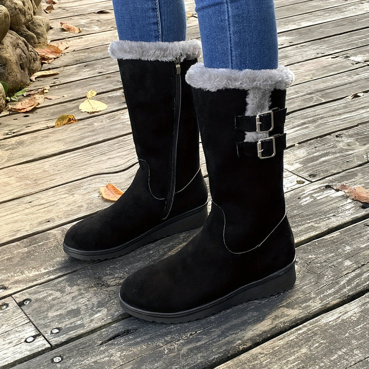 Kathleen | Cozy Tall Buckle Snow Boots Women
